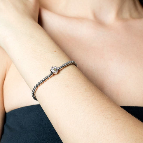 August | Peridot Kristall Geburtsstein | Silber | Kristall Herz Armband